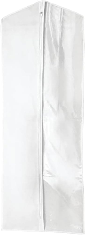 InterDesign Non-Woven Fabric and Plastic Dustproof Garment Protector Bag with Zipper Closure and Clear Front Panel - Medium White/Clear