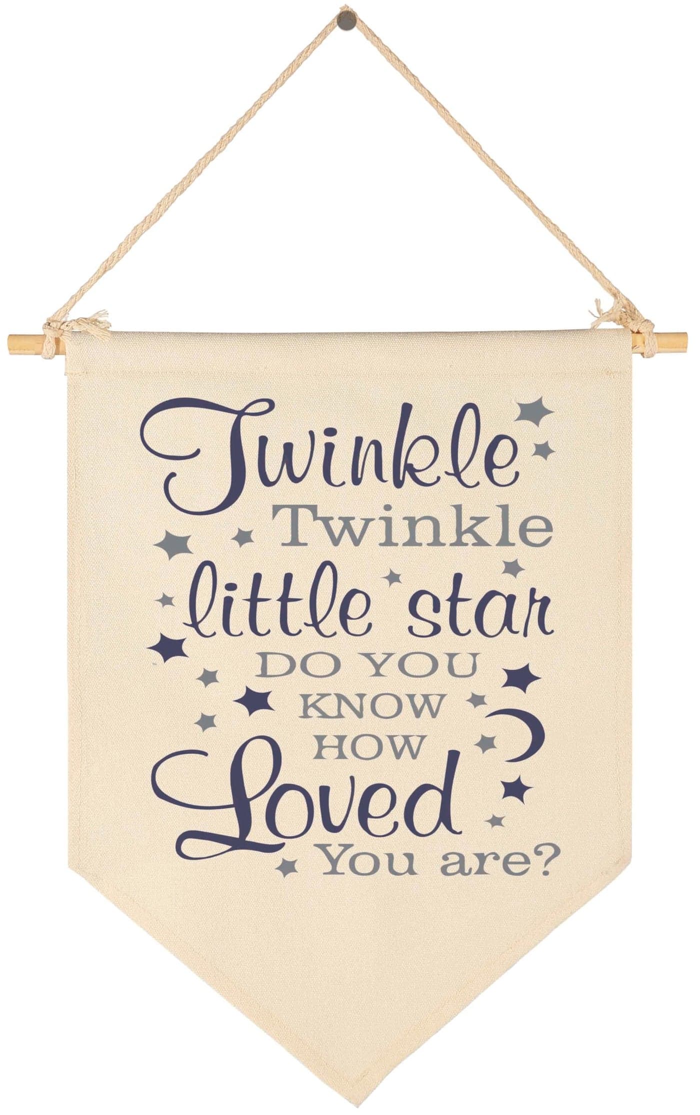Twinkle Twinkle Little Star Do You Know How Loved You Are Canvas Hanging Flag Banner Wall Sign Decor Gift for Baby Kids Girl Boy Nursery Teen Room Front Door
