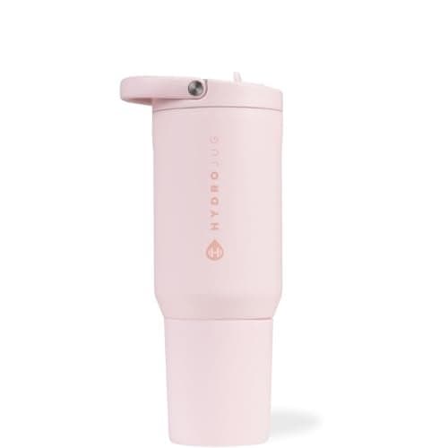HydroJug Sport - Stainless Steel Tumbler with Straw, Vacuum Insulated, 20oz Leakproof Water Bottle, Ergonomic Design, Reusable, Dishwasher Safe, Rubber Base, Durable for Gym or Outdoors, Pink Sand