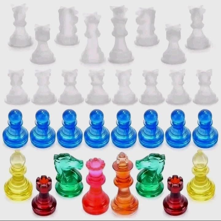 16Pcs Chess Mold for Resin Silicone Chess Resin Mold Chess Crystal Epoxy Casting for Making BirthdayJewelry Casting Supplies