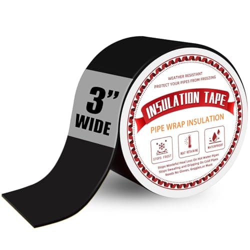 Pipe Insulation Tape, Outdoor Water Pipe Insulation Wrap, Foam Insulation Tape for Outdoor Pipes Winter Freeze Protection, Heat Tape for Water Pipes, Copper Pipes, PVC, AC Line, 3in x 15ft, Black