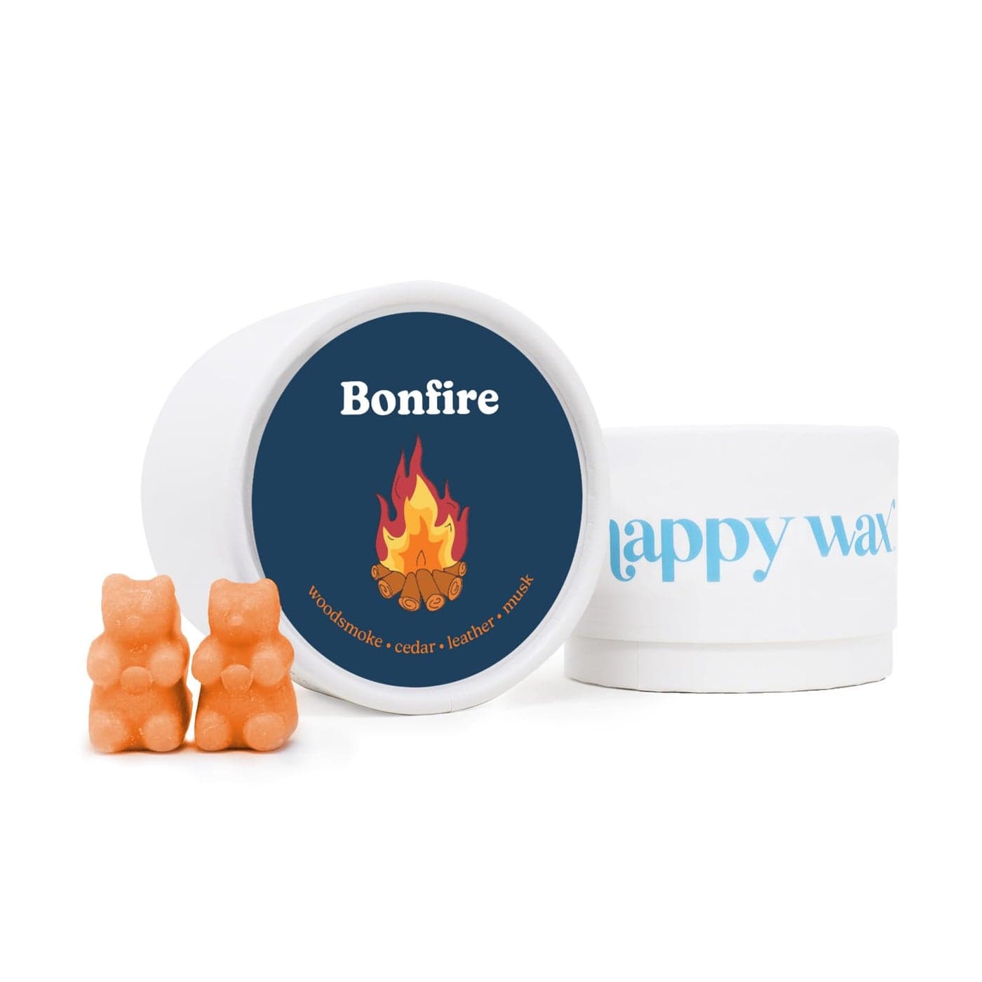 Happy Wax Bonfire Scented Bear Wax Melts Natural Strong Scented Woodsy Wax Melts Infused wEssential Oils Non Toxic Wax Melt Pet Safe Wax Melts 4 oz Tin