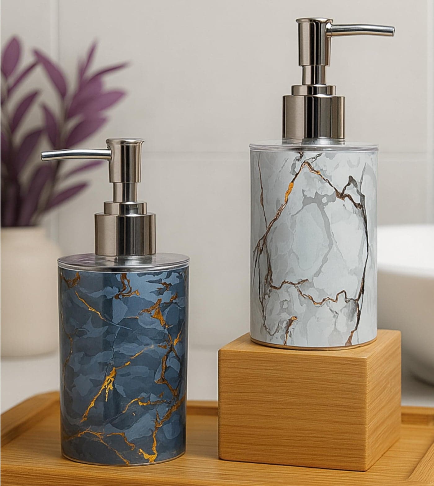 Emoh Roced Liquid Soap Dispenser 250ML – Refillable Unbreakable Plastic Bottle for Handwash, Sanitizer, Lotion, Shampoo – Bathroom, Kitchen, Sink, Shower, Wash Basin (Combo, Pack of 2)