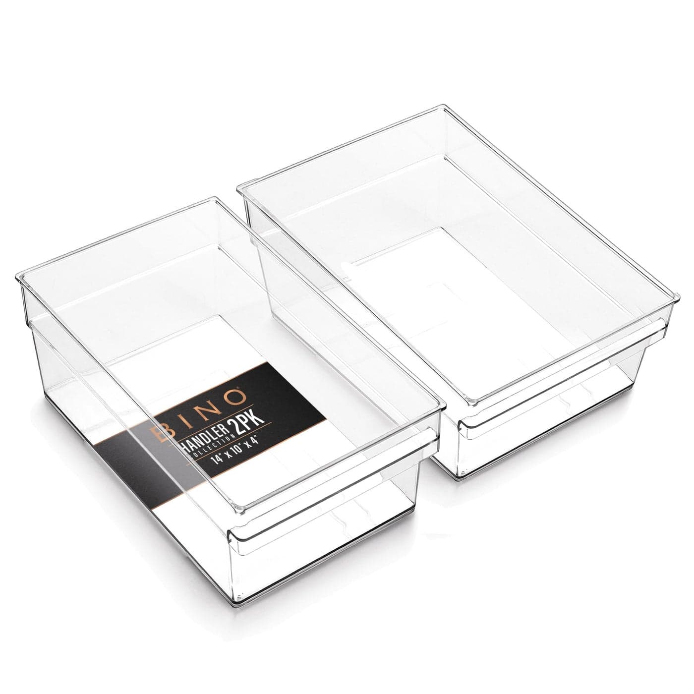 BINO Plastic Storage Bins XLarge THE HANDLER COLLECTION Multipurpose Organizer Bins Kitchen Pantry Organizers and Storage Clear Containers for Organizing Home Freezer Organizer