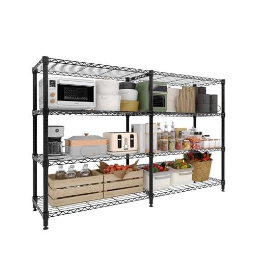MilleLoom 4-Tier Metal Shelving Unit, Heavy Duty Storage Shelves Adjustable Garage Shelf, Easy Assembly, for Basement, Kitchen & Pantry Room Organization, 13.8" D x 60" W x 59.5" H