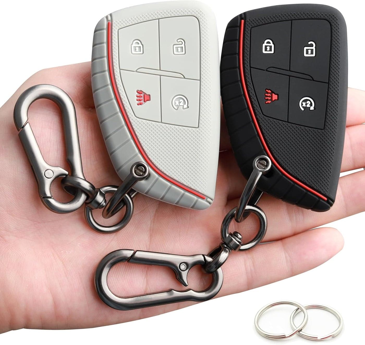 TANDRIVE 4-Button Key Fob Cover for 2023-2026 Chevy and Honda, Silicone, 2-Pack, Black and Gray