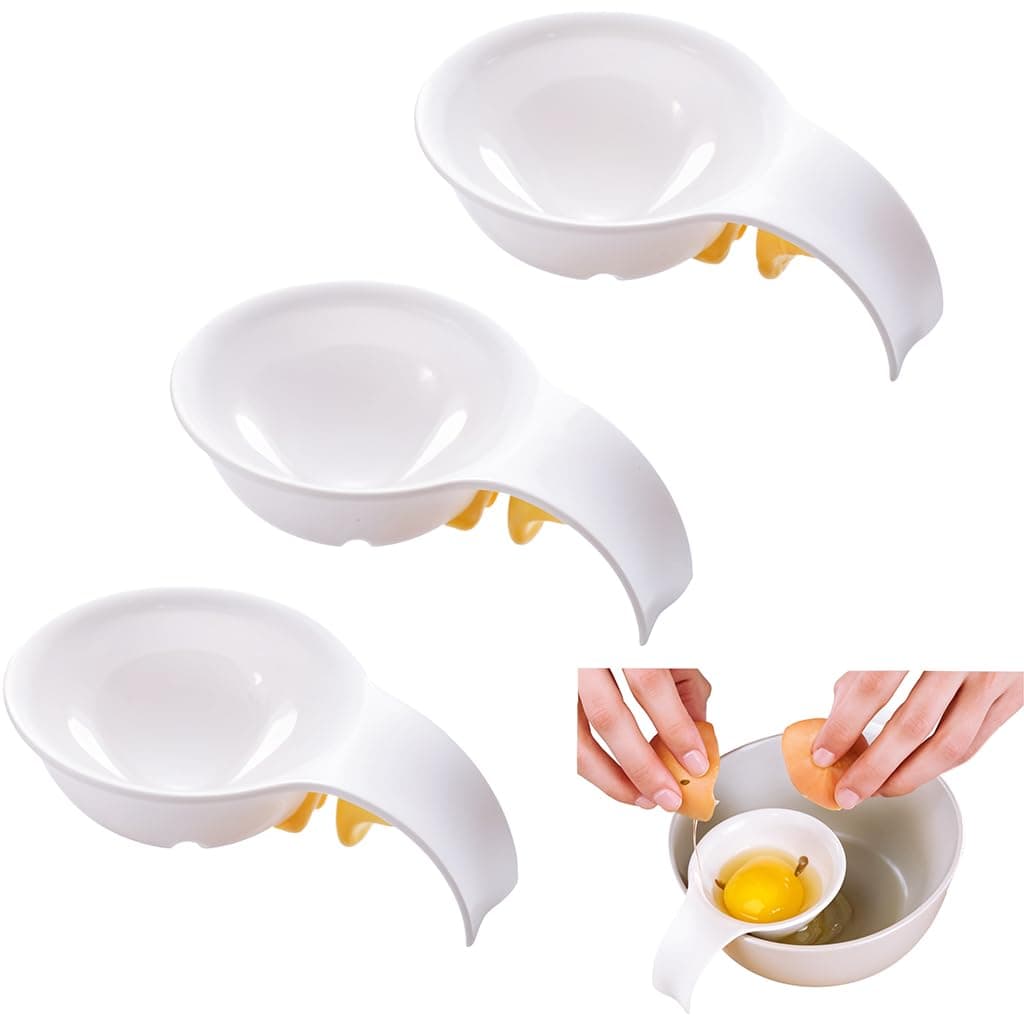 HASTHIP 3 PCS Egg Yolk Separator Egg Yolk and Protein Separator with Clamp White Silicone Egg Yolk White Separator Clip on The Edge Of The Bowl Egg Separation Filter Kitchen Gadget