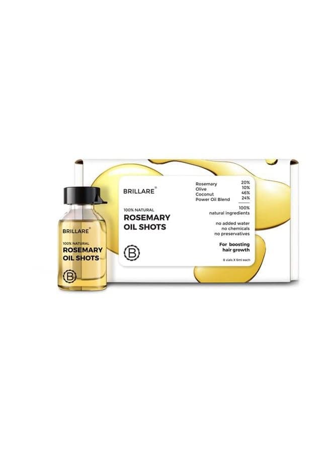 Brillare 20% Rosemary Oil Shots For Rapid Hair Growth | Improves Thickness | Controls Hair Fall & Nourishes Scalp | 100% Natural, Non Greasy Hair Oil Shots For Men & Women