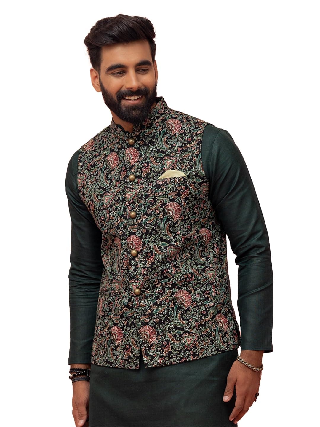 KISAH Nehru Jacket for Men – Printed Pure Cotton Modi Jacket | Ethnic & Formal Waist Coat for Weddings, Parties & Office Wear