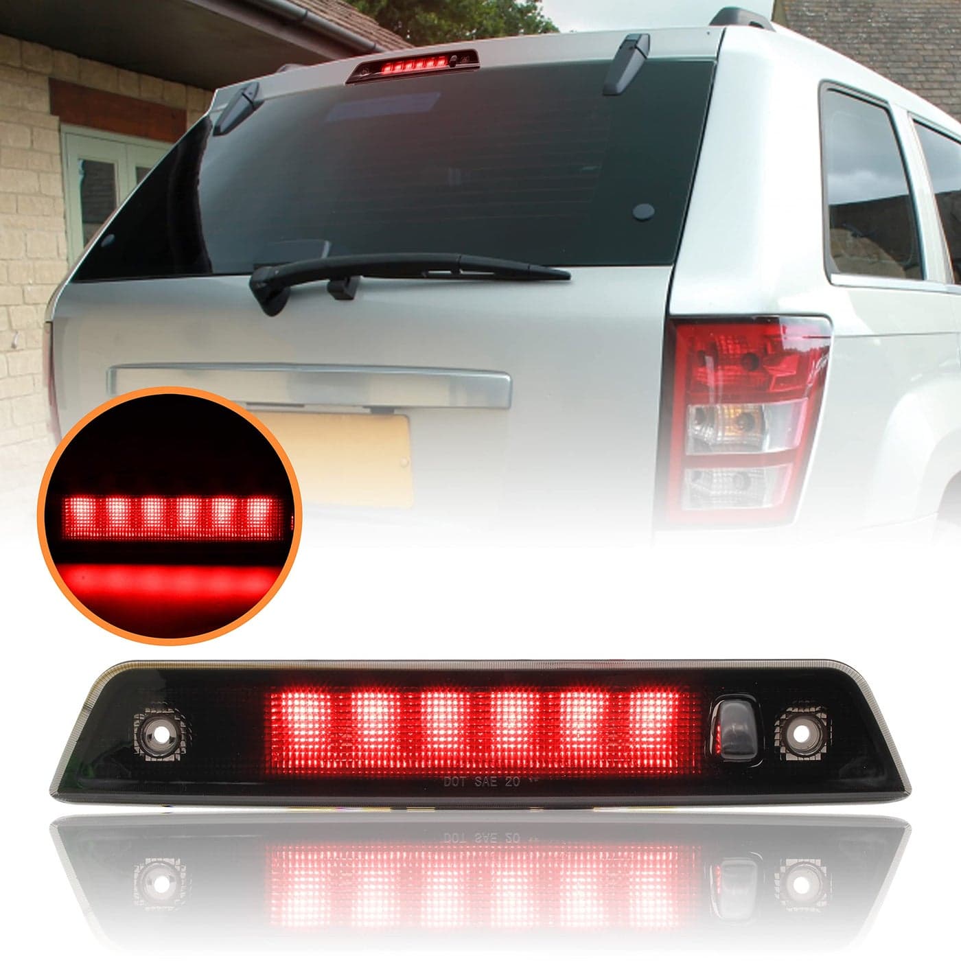 LED 3rd Third Brake Light for Grand Cherokee 0510 KEWISAUTO Smoked Black Center High Mount Stop Light for 20052010 Jeep Grand Cherokee Accessories1PCS