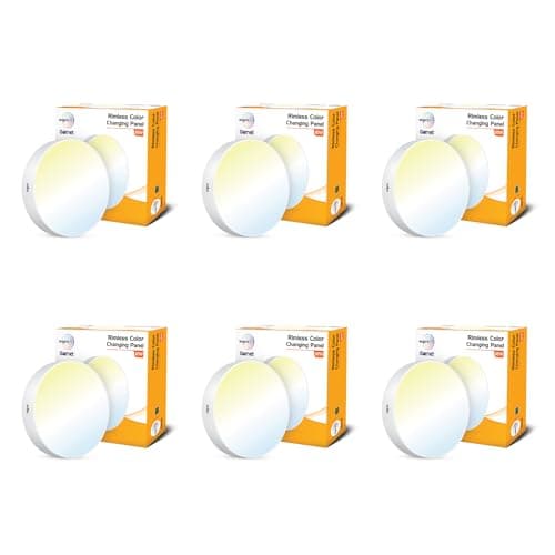 Wipro Garnet 12W Rimless Round CCT Surface Panel | Colour Changing Panel | Warm White, Neutral White, Cool White | Elegant Rimless Design | Surface Mounted LED Downlighter for Ceiling |Pack of 6