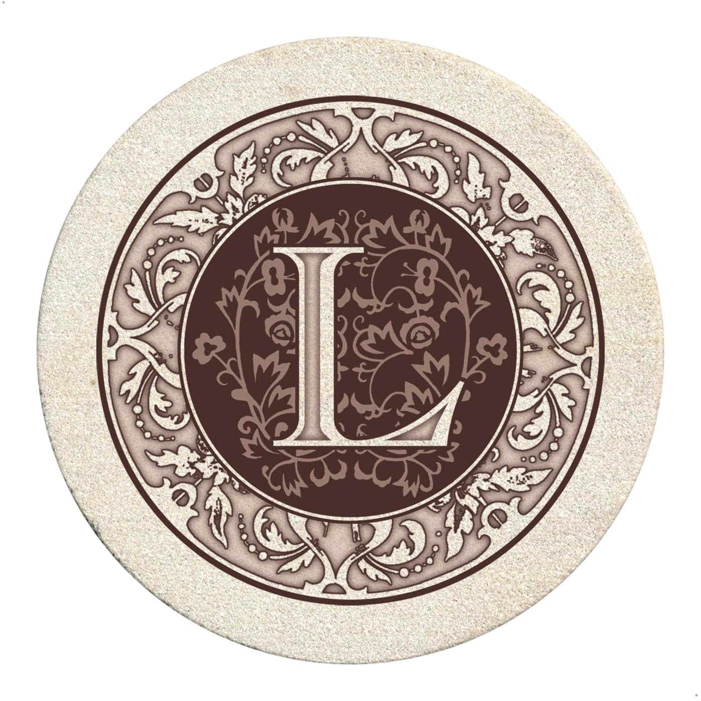 Thirstystone 4Pack Monogram Letter L Sandstone Coasters Manufactured in The USA Decorative Absorbent Easily Wipes Clean