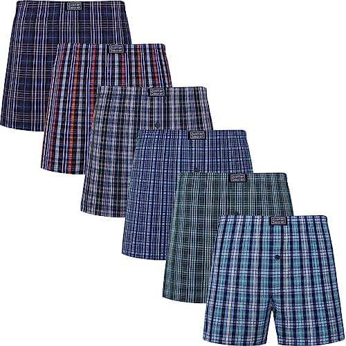 JupiterSecret Men's Boxers Underwear 100% Cotton Woven Boxers for Men Pack Boxer Shorts Assorted Colors