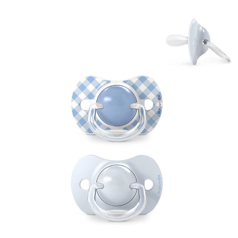 Suavinex, Pack of 2 Pacifiers for Babies 0/6 Months and Newborns, with Silicone Physiological Teat SX Pro Symmetrical, Flat and Flexible, Respects Oral Development, Wild&Free Blue
