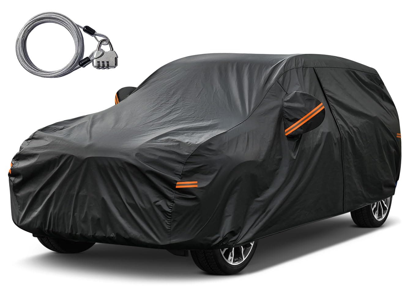 Kayme SUV Car Cover Waterproof All Weather with Lock and Zipper Outdoor Sun Uv Rain Protection Fit Audi q3 BMW X1 Honda hrv Hyundai Tucson Etc Up to 180 Inch H11Black
