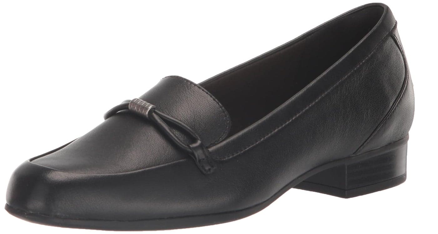 Clarks Women's Juliet Shine Loafer, Black Leather, 8 Narrow