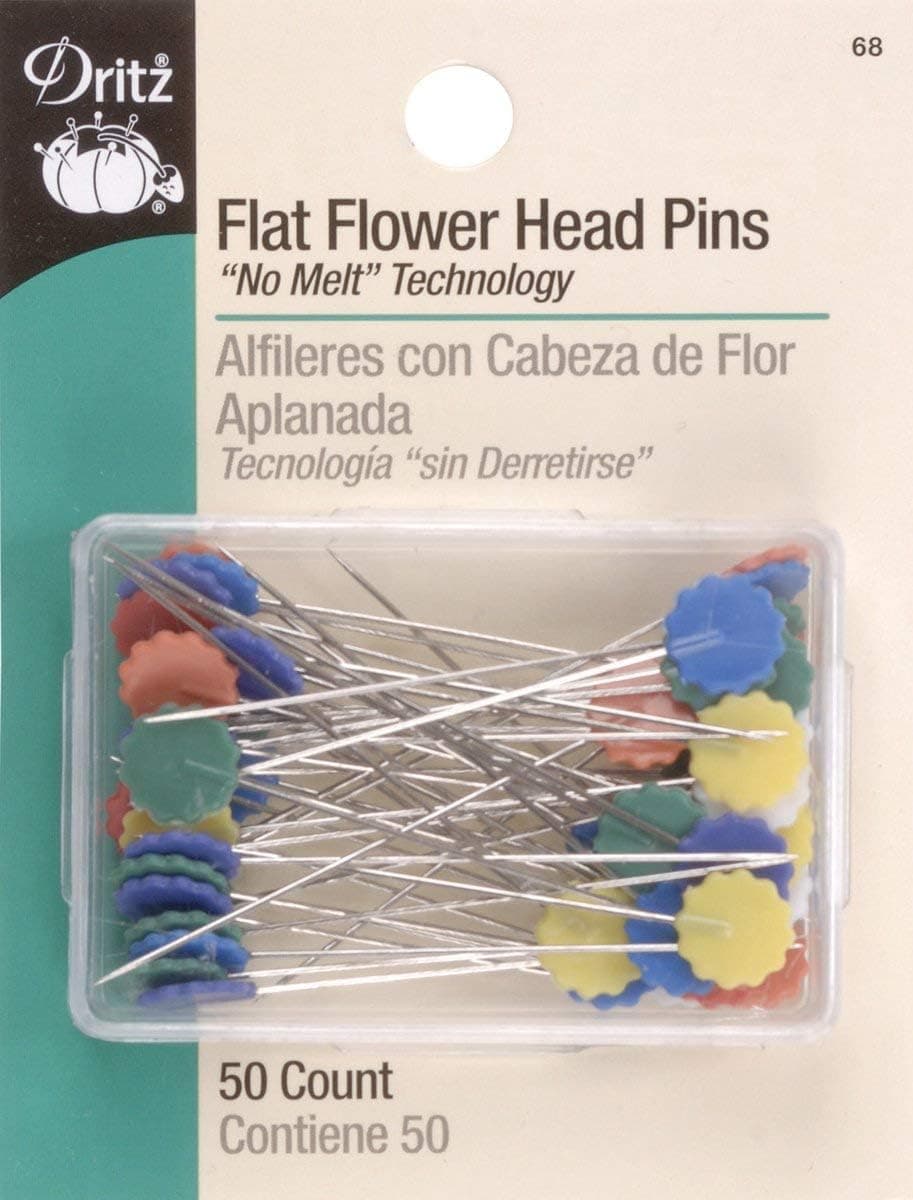 Dritz 68 Flat Head Pins Flower 2Inch 50Count