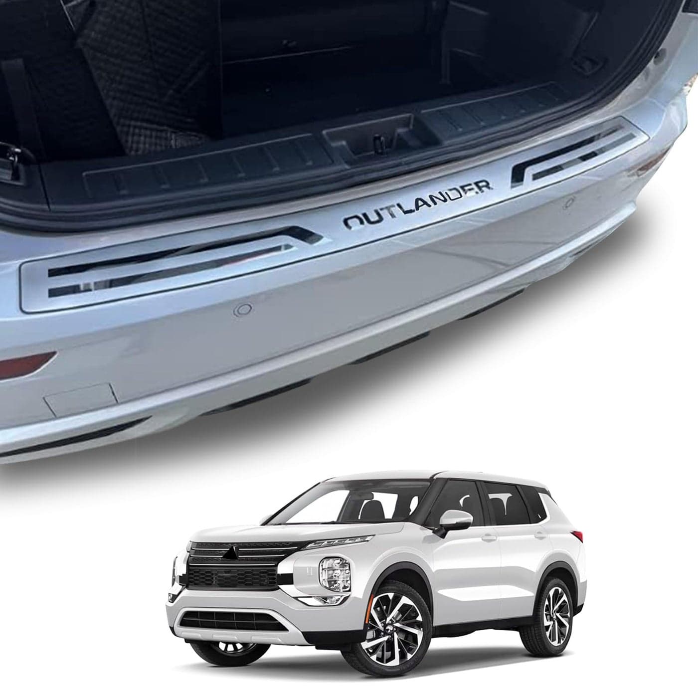 GZBFTDH Trunk Door Sill Protector for Mitsubishi Outlander 2022 2023 2024 Rear Bumper Protector Accessories Guard Cover Trim MirrorLike Finish Parts Decorating Protecting