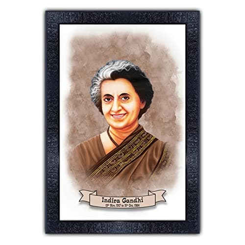 pnf Indira Gandhi painting art Wood Frames with Acrylic Sheet (Glass) p-167-(10 * 14inch,Multicolour,Synthetic)