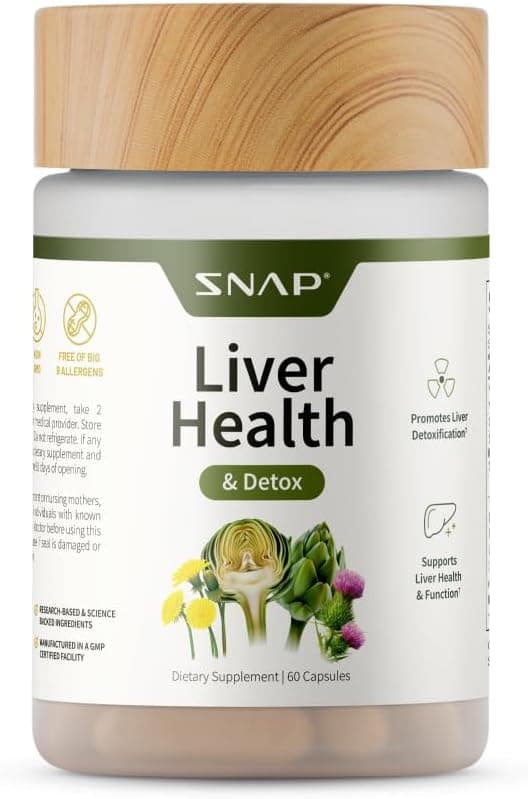 Snap Supplements Liver Detox Support Supplement with Milk Thistle and Dandelion Leaf Extract Vitamins Herbs and Antioxidants Supplement for Liver Support and Digestive Health 60 Capsules