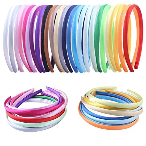 Suyegirl Pack of 26 DIY Satin Covered Fashion Headbands Set 04 Inch1 Cm Girls Hairbands Teen Colorful Ribbon Hair Band Craft Headband Set for Women Non Slip
