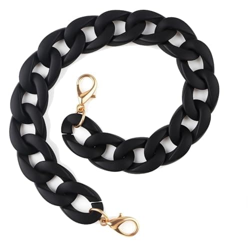 Asofelk 14.5 Inch Acrylic Purse Chain Strap Replacement, Short Bag Chain Handle, Matte Black Bag Charm Extender for Handbags, Clutches, Phone and Shoulder Bags charms for handbags bum bag accessories
