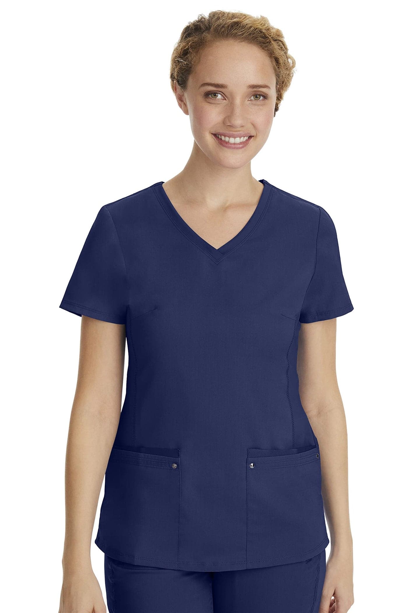 Healing Hands Yoga Scrubs Top for Women Purple Label 2 Pocket V-Neck Women's Scrub Top 2245 Juliet Navy M