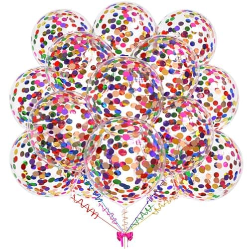 KALOR 50pcs Multicolor Foil Confetti Balloons12 inch Latex Balloon with Rainbow Confetti Inside for Birthday Family Party Wedding Party Baby Shower Decoration Supplies