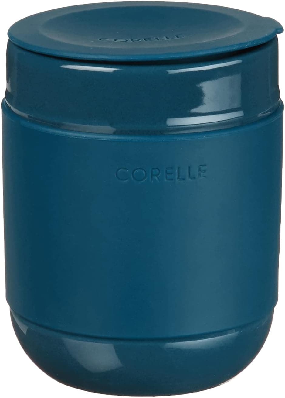 Corelle Stoneware 4Pc Tumbler Set of 2 with Lids Handcrafted Artisanal Travel Mug Solid Glaze Stoneware 1312Oz Travel Coffee Mug Set Navy