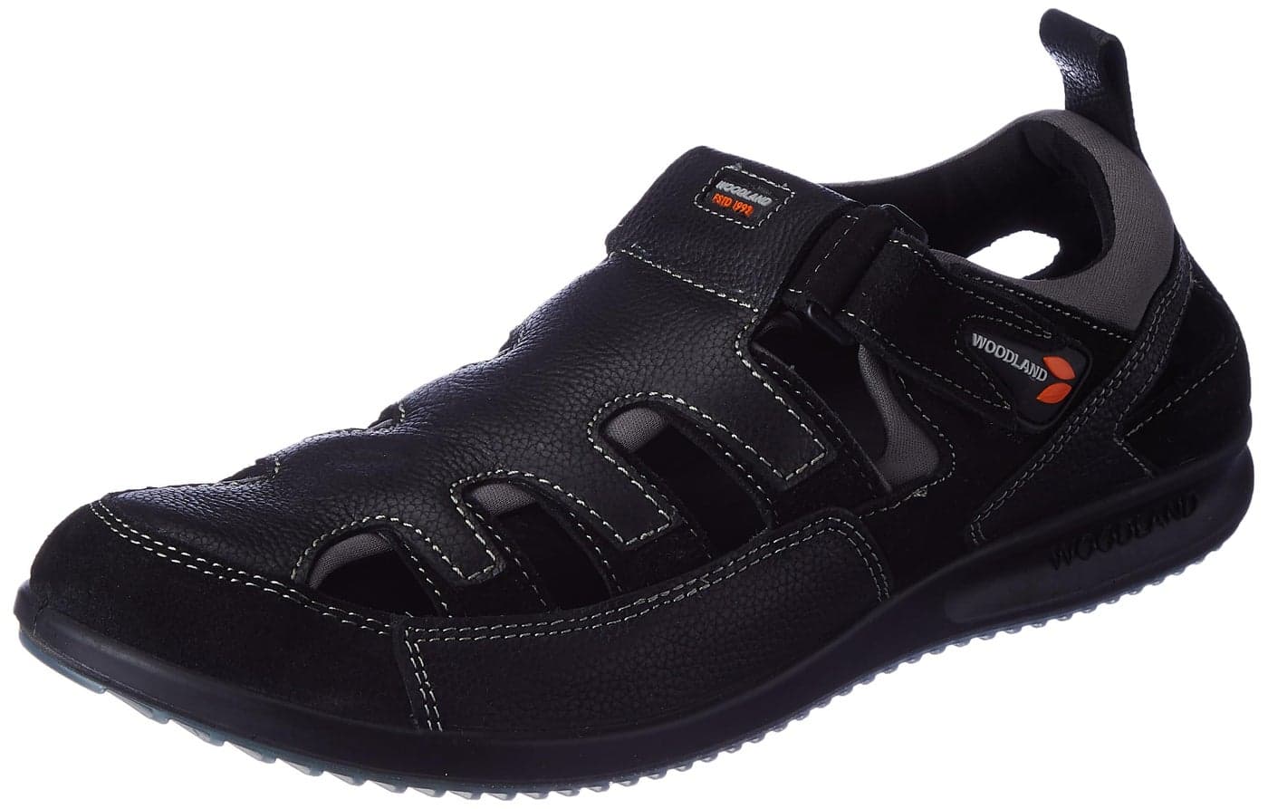 Woodland Men's Black Leather Sandal-7 UK (41EU) (GD 4270122)