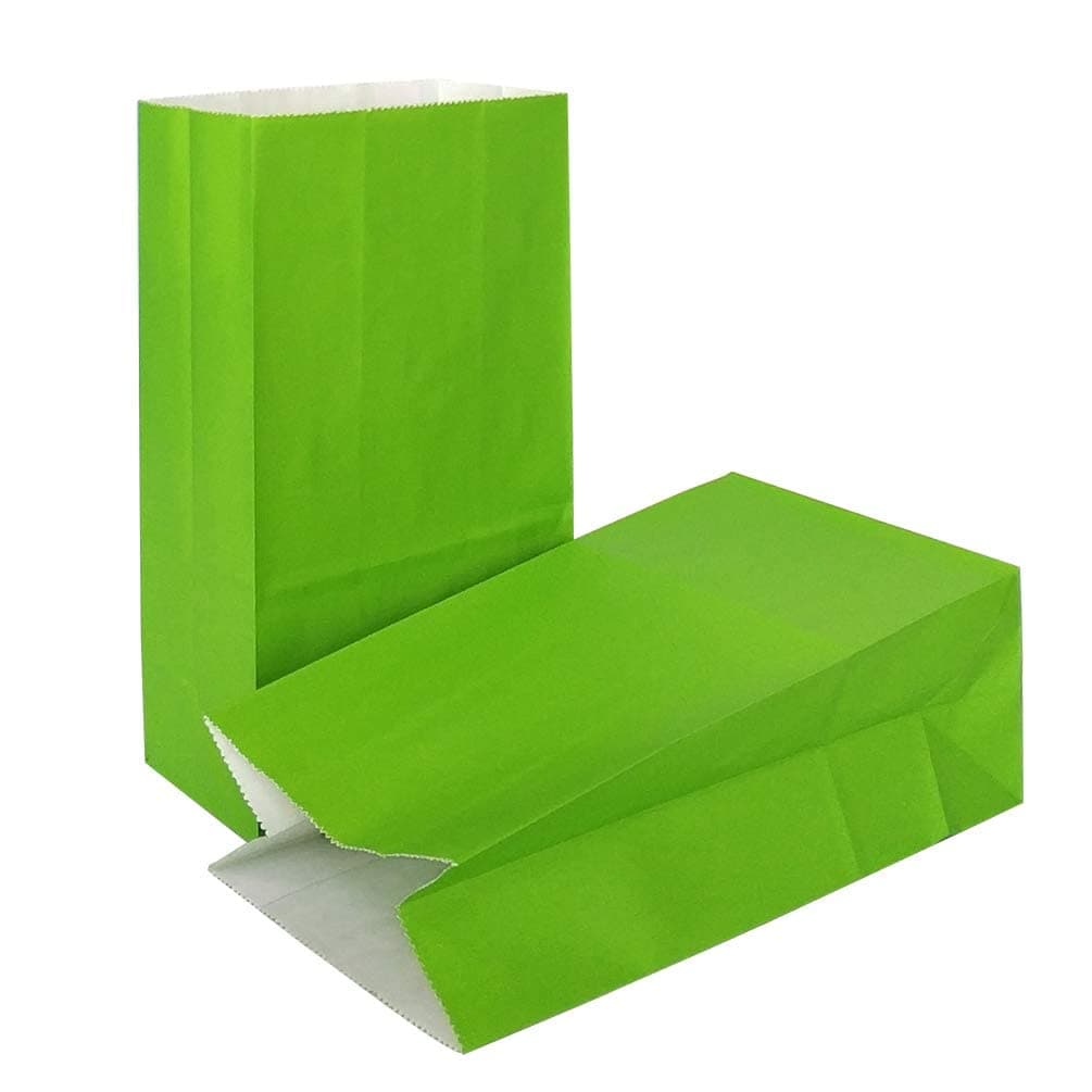 KEYYOOMY 100 CT Small Green Paper Bags Green Party Favor Bags Party Goodie Bag Paper Lunch Bag 100 CT 31 X 51 X 94 In