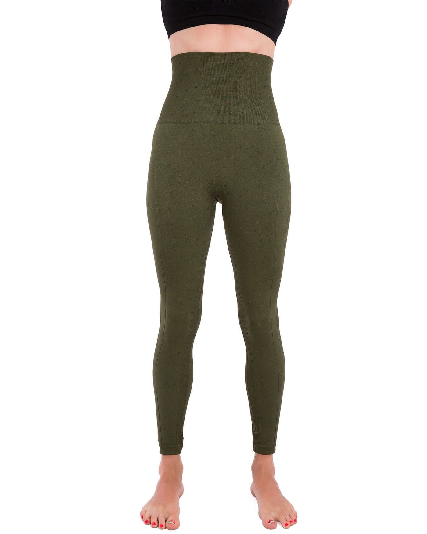 Homma High Waist Compression Leggings for Women Tummy Control Postpartum Leggings Seamless Yoga Workout Pants Olive M