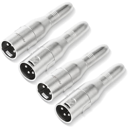 Pegcabac XLR de 3 pines macho a hembra de 1/4 pulgadas 6.35 mm, adaptador de audio de enchufe hembra, adaptadores de conversión de grado profesional, cable de audio, enchufe adaptador de cable de micrófono, plata, 4 piezas