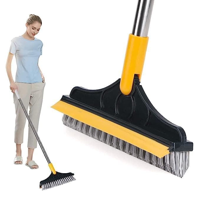 MARGI ENTERPRISE Bathroom Cleaning Brush with Wiper 2 in 1 Tiles Cleaning Brush Floor Scrub Bathroom Brush with Long Handle 120 Rotate Bathroom Floor Cleaning Brush Home Standard