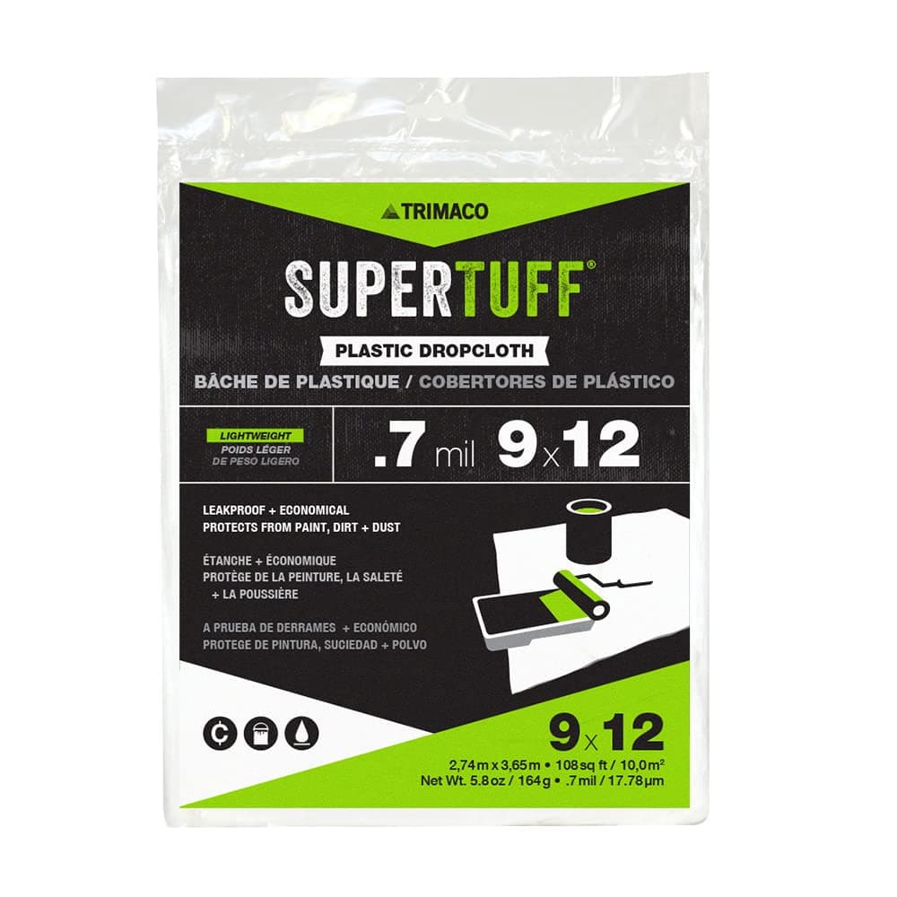 Trimaco 03307 SuperTuff Plastic Drop Cloth 9feet x 12feet 108 Sq Ft