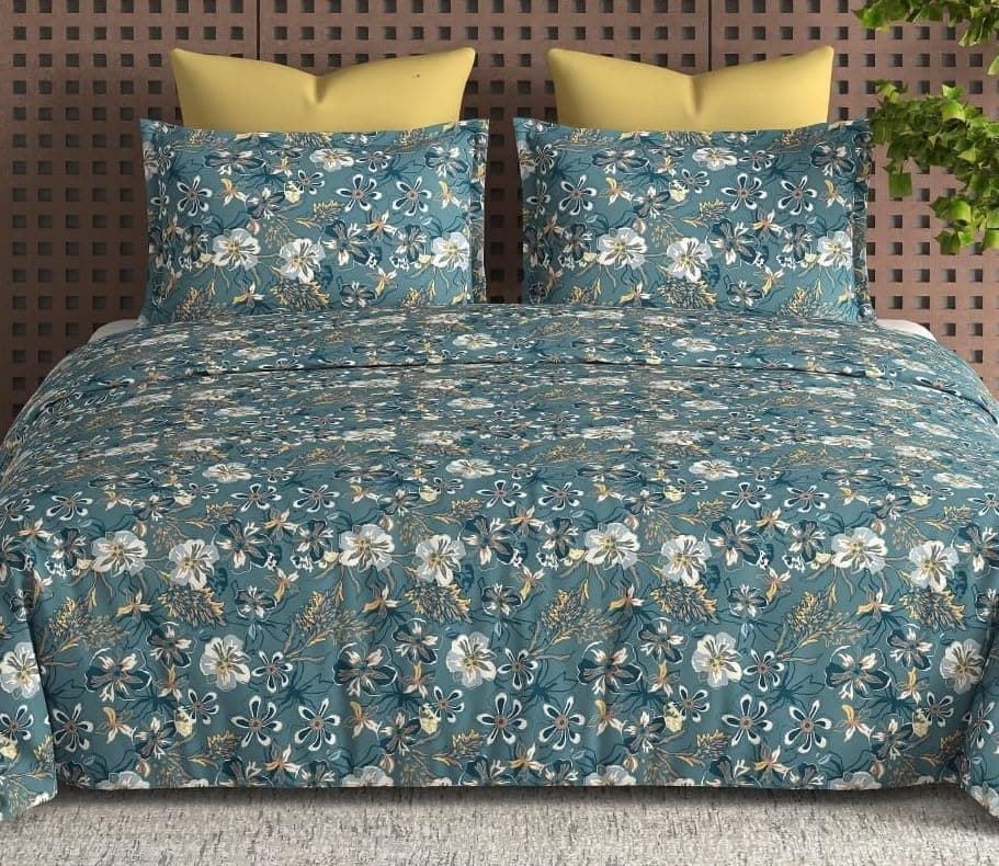 DECOMIZER Luxurious Glace Cotton Duvet Cover, Comforter Cover, Rajai Cover, Blanket Cover,Quilt Cover King Size 90"x100" inches- Peacock Sunflower