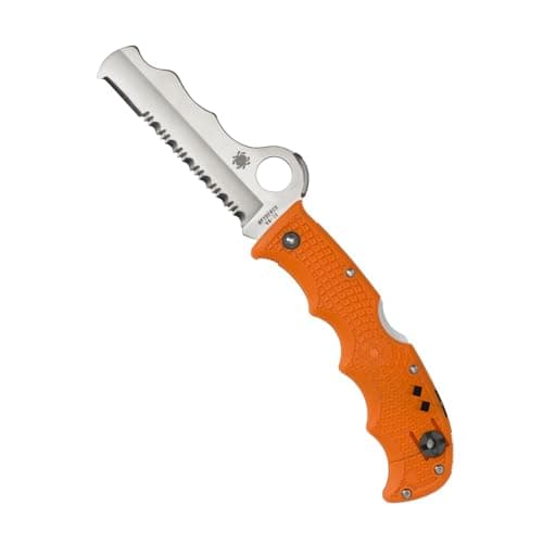 Spyderco Assist Lightweight Knife with 3.68" VG-10 Steel Blade and Orange FRN Handle - CombinationEdge, Hollow Grind - C79PSOR