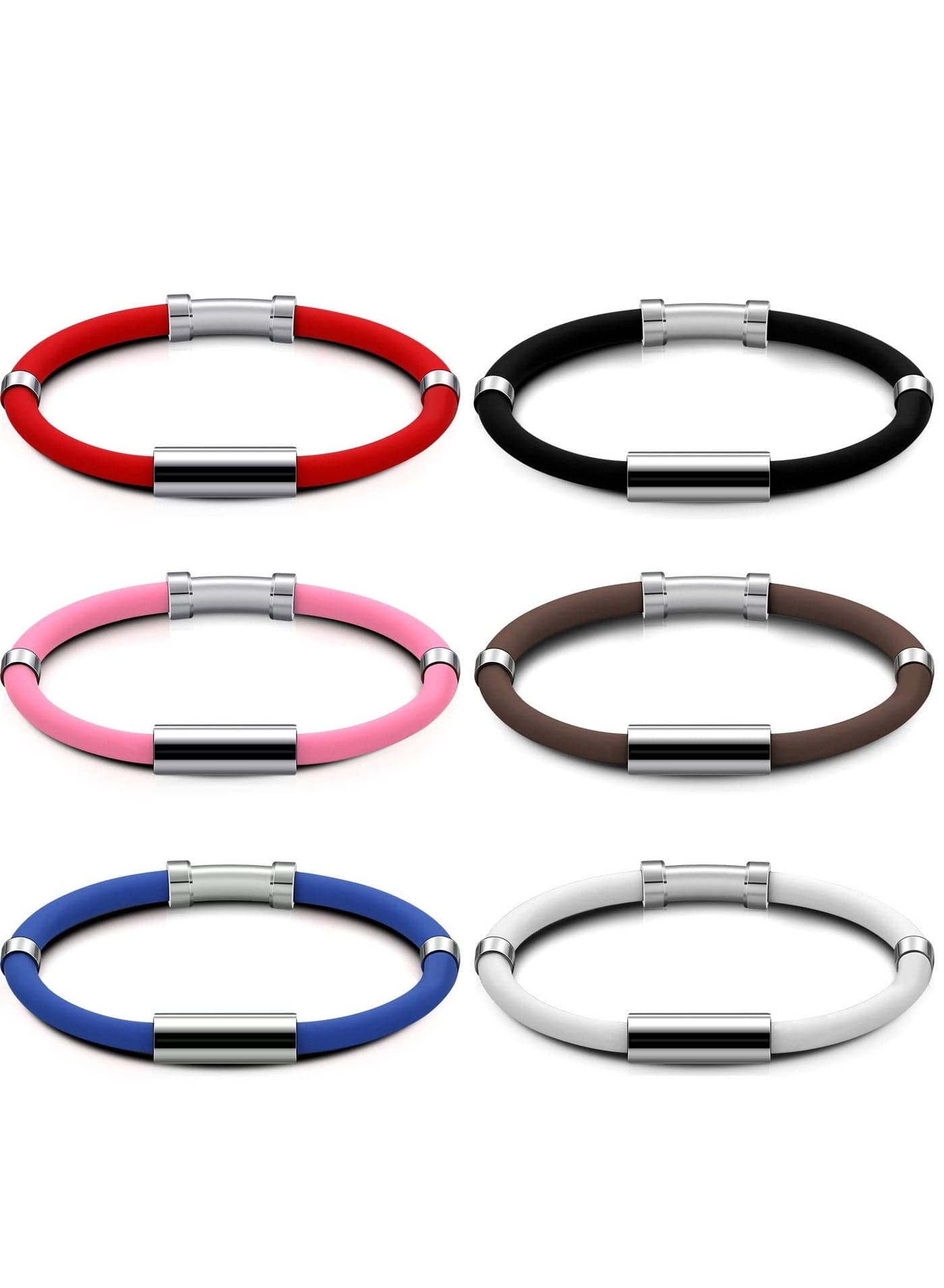 6 Pcs Magnetic Silicone Wristbands for Balance and Vertigo Relief, Unisex Sports Bracelets in 6 Colors