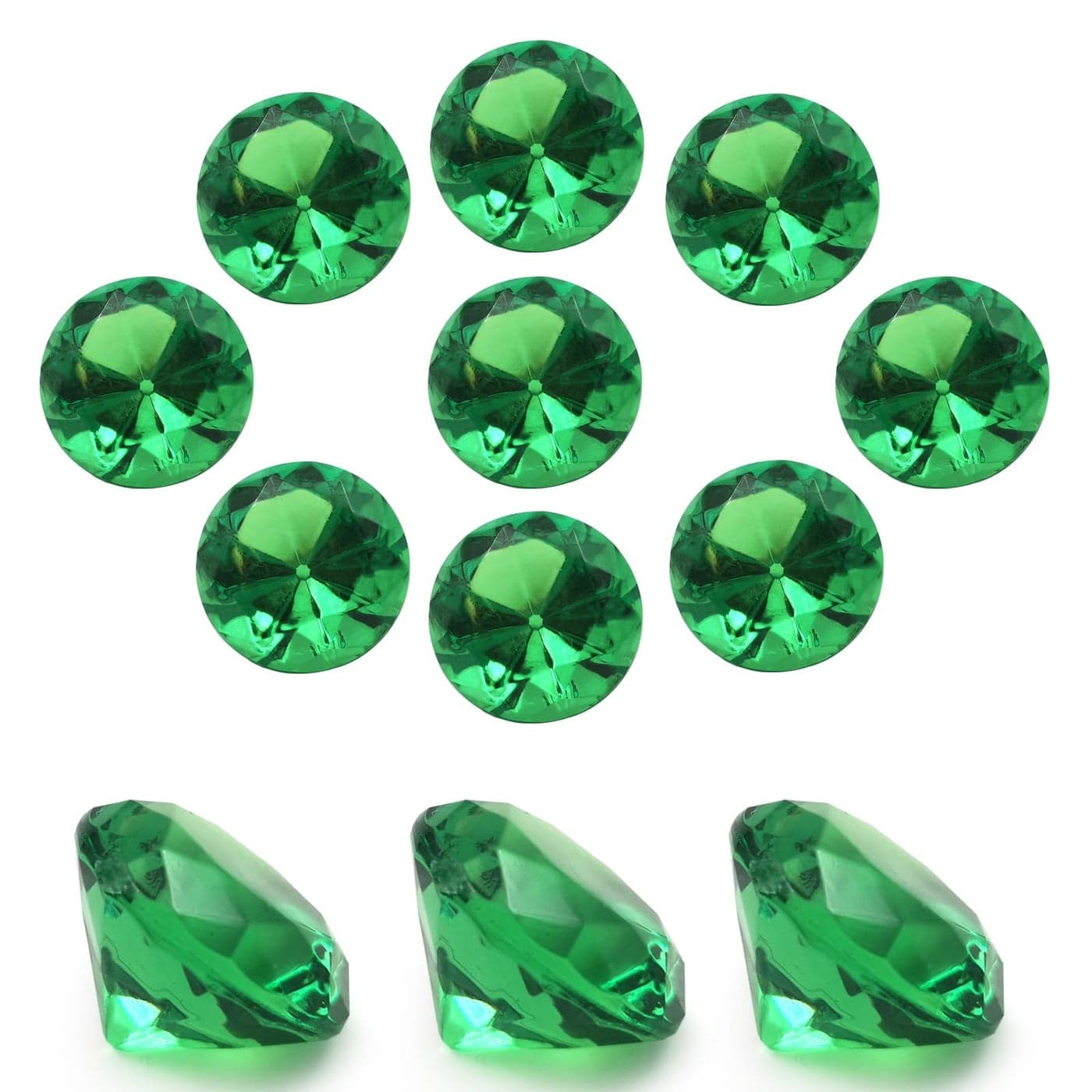XHKDSYMC 100 pcs Acrylic Diamond Gems Green Acrylic Diamonds 1 Inch Faux Diamonds Large Acrylic Diamond Vase Filler Fake Diamonds Decor for Party Event Wedding Arts Crafts Birthday Decorations