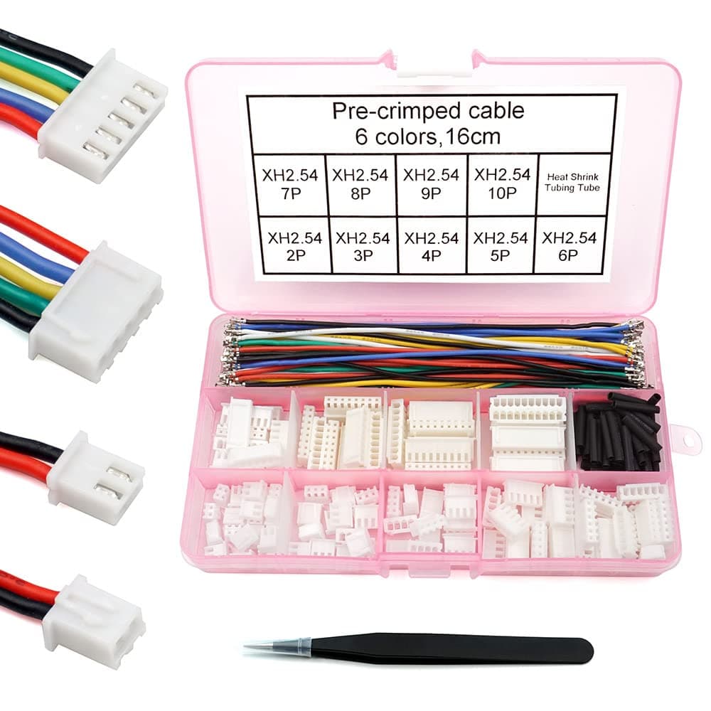XH 254mm Connector Kit with preCrimped Cable Wire 2345678910 Pin Housing JST Adapter Cable Compatible with JSTXH Connector