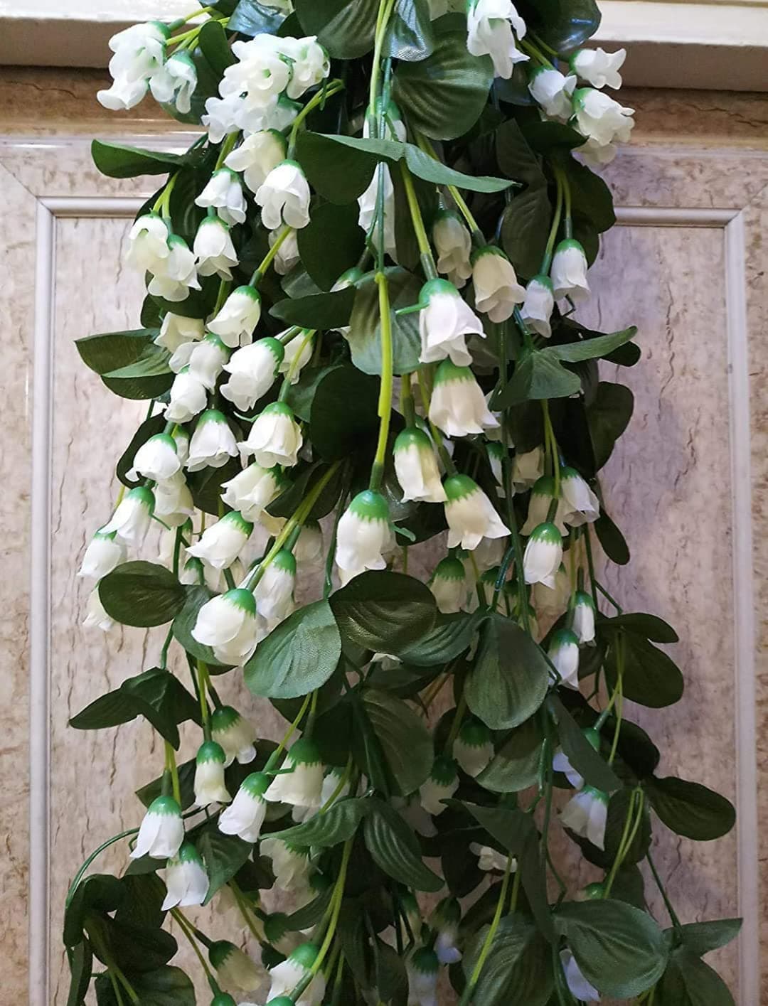 VRB Dec™ Artificial Rose Orchid Flowers Bunch | Orchid Hanging Flowers Decoration|Artificial Flower for Home Decor Wall Hanging for Diwali/Ganpati/Christmas/Valentine Decoration. (White, 2)