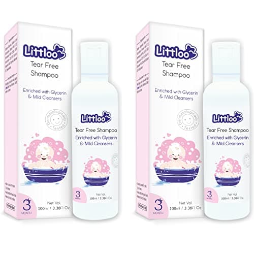 Littloo Gentle Tear Free Shampoo-Littloo Gentle Tear Free Shampoo for Babies, Enriched with Glycerine and Mild Cleansers Moisturizes Hair - 100 ml (Pack of 2)