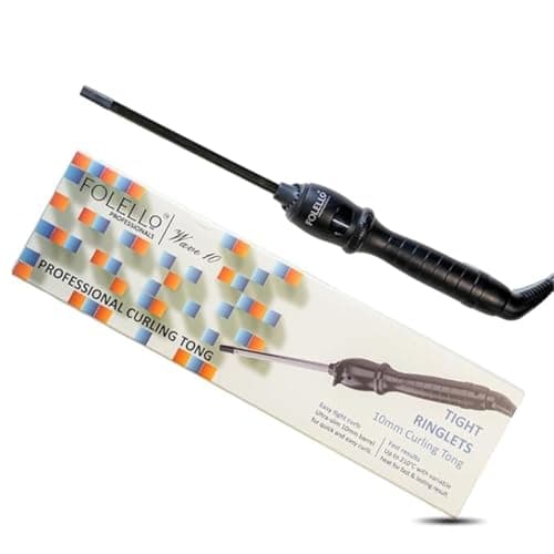 FOLELLO - Wave 10 - Curling Tong for Professionals, Salons and Home Use - Ergonomic Design & Comfortable Grip - Hair Curling, Styling - 10MM Barrel, Black