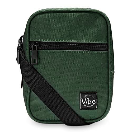 Vibe Festival Gear Small Crossbody Sling Bag for Women Men 5in1 Multi-Use from (rPET) Recycled Polyester Belt Bag Cross Body Backpack Fanny Pack Purse - Green