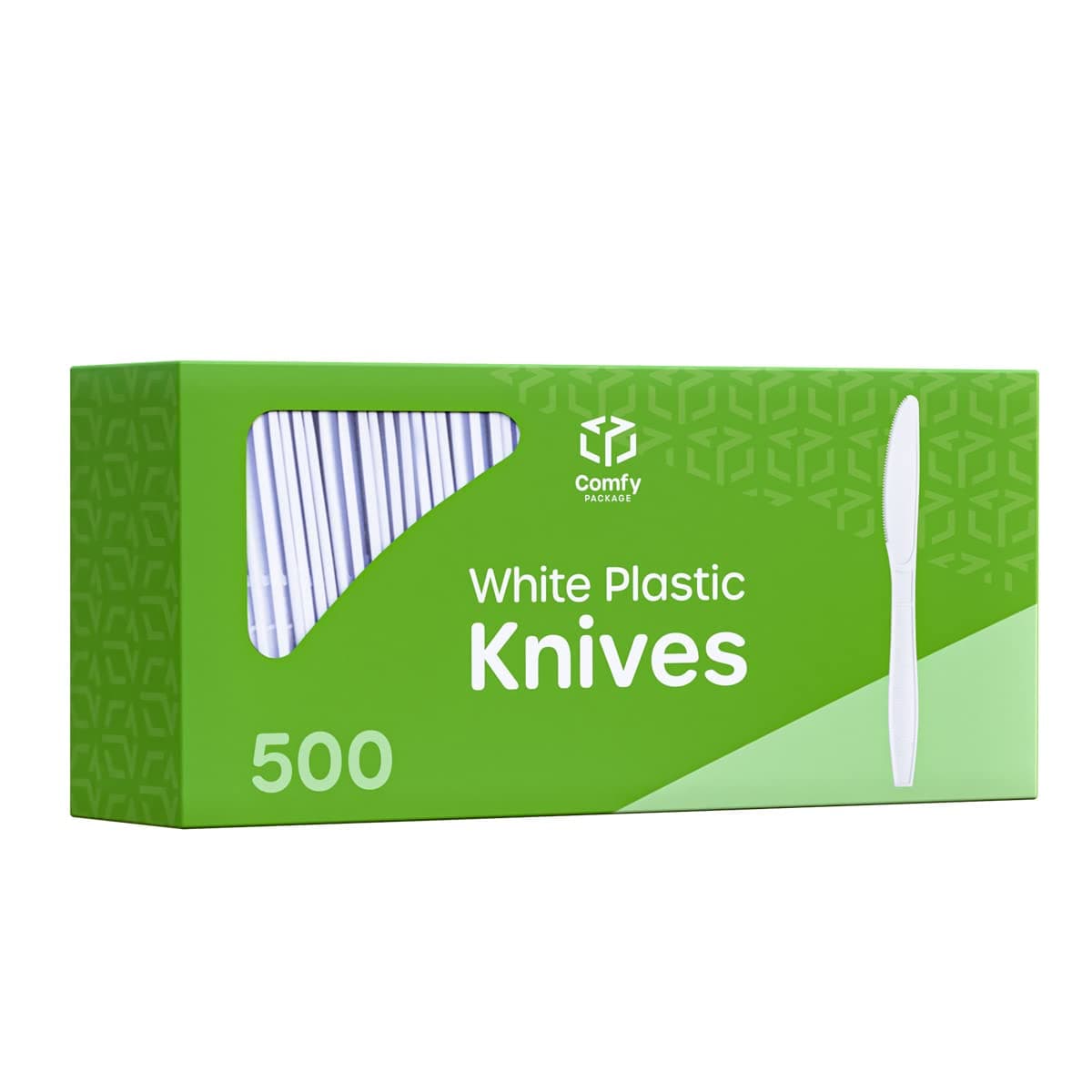 Comfy Package 500 Count Heavy Duty White Plastic Knives Extra Heavyweight Disposable Knives Perfect for Restaurants Parties and Dinner