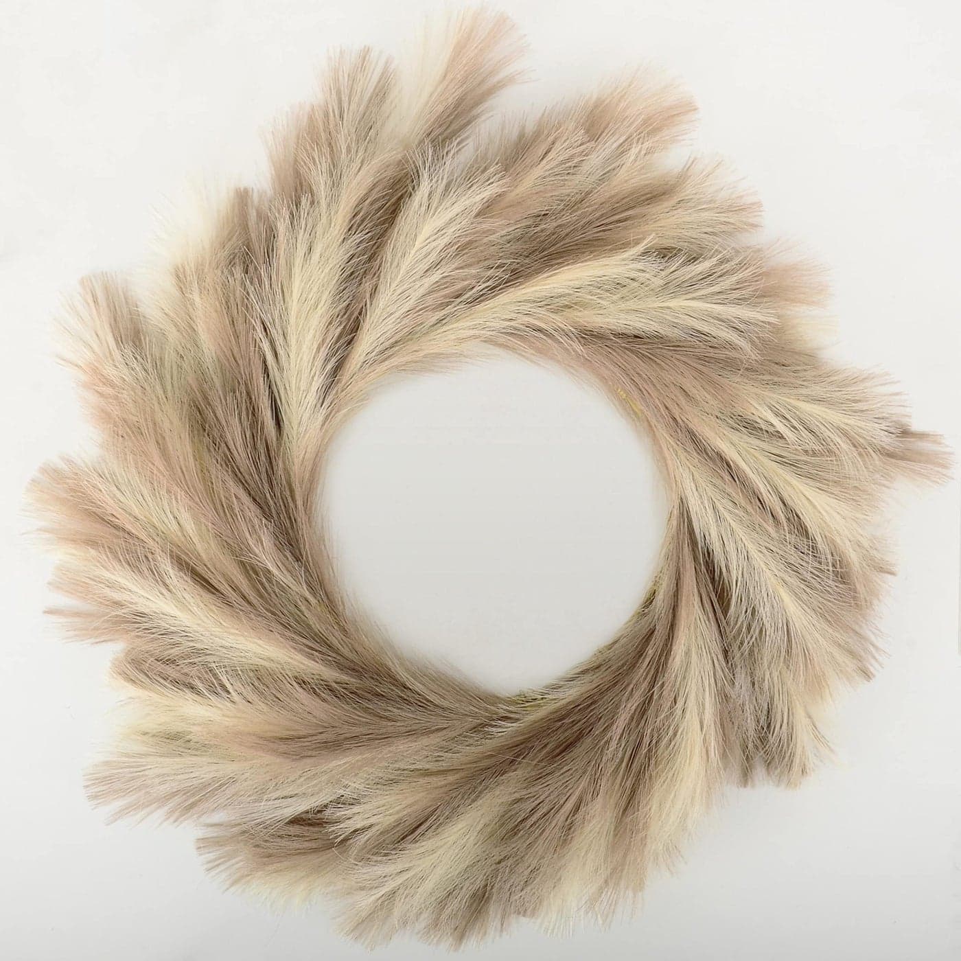 Perfnique Pampas Grass Wreath 27 Faux Pampas Wreath for Front Door Artificial Pampas Wreath for All Seasons Boho Wall Decor Farmhouse Pampas Grass Garland DIY Wreath Arrangement IvoryTaupe