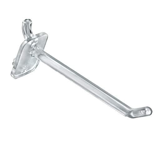 Azar Displays 800004-C Pack of 50 Clear Pegboard Hooks (Also Available in Black & White) - 4” Pegboard Hook Set (2” & 6” Pegboard J Hooks Also Available) - Polycarbonate Plastic Hooks for Retail