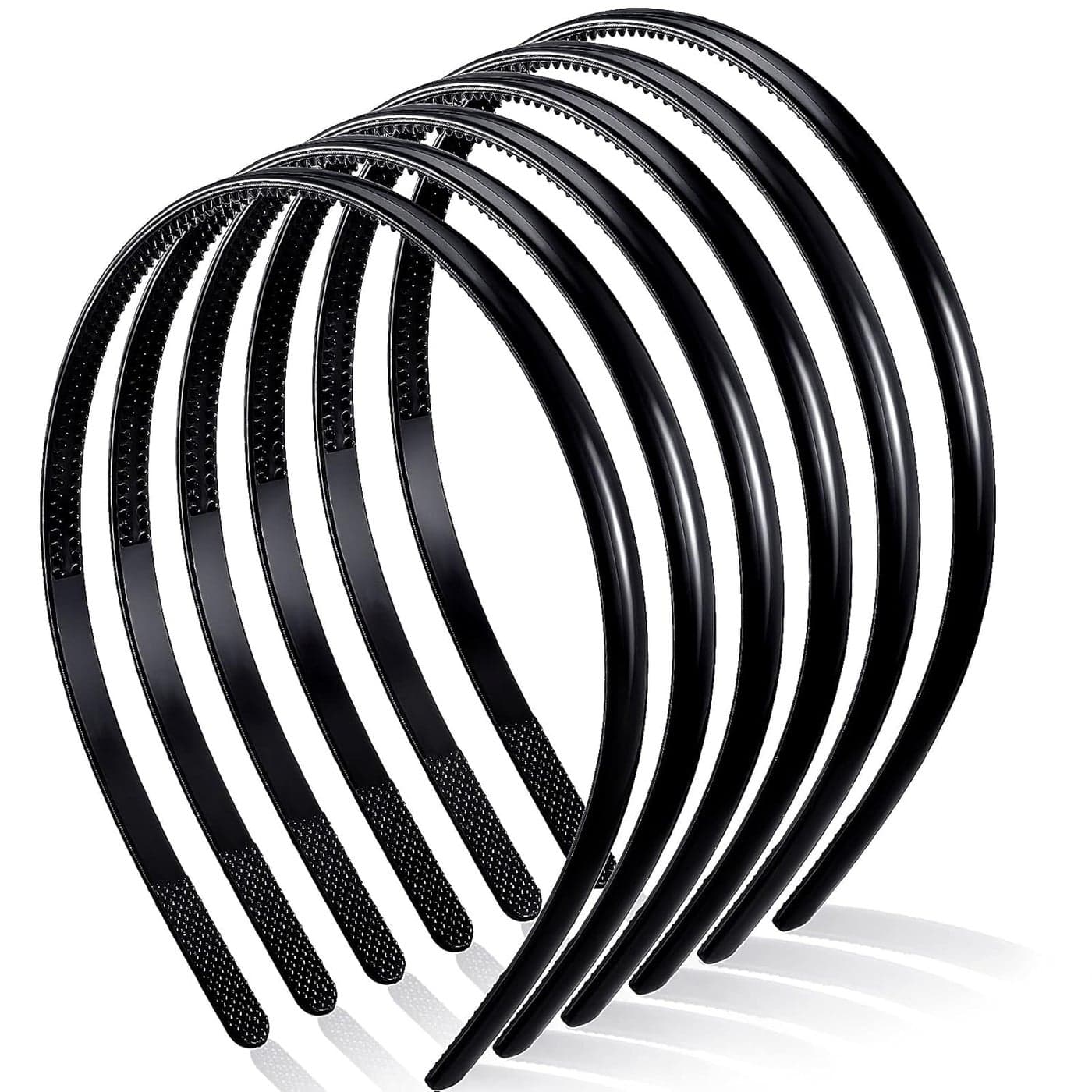 WILLBOND 6 Pieces Plastic Plain Headbands Teeth Comb Headbands Halloween Skinny DIY Hair Bands Headbands for Women Girls Black 8 mm