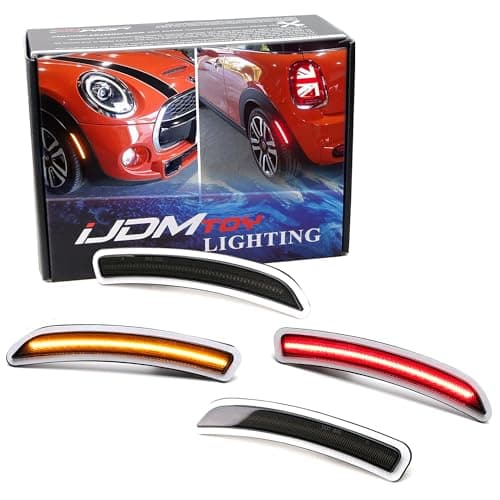 iJDMTOY Smoked Lens Amber/Red Full LED Side Marker Light Kit Compatible With Gen3 MINI Cooper F55 F56 F57, Powered by Total 160-SMD LED, Replace OEM Sidemarker Lamps