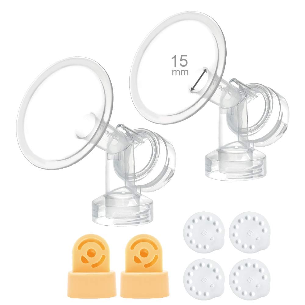Maymom Brand 15 mm 2xOnePiece Extra Small Breastshield wValve and Membrane Compatible with Medela Breast Pumps